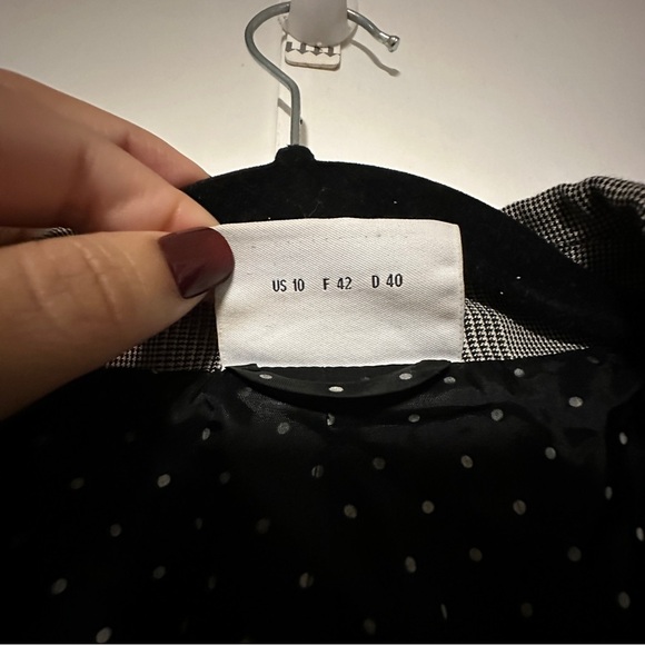 Akris Punto Wool Mix Pattern Check Gray Office Wear Button Front Blazer Size 10 - Picture 6 of 8